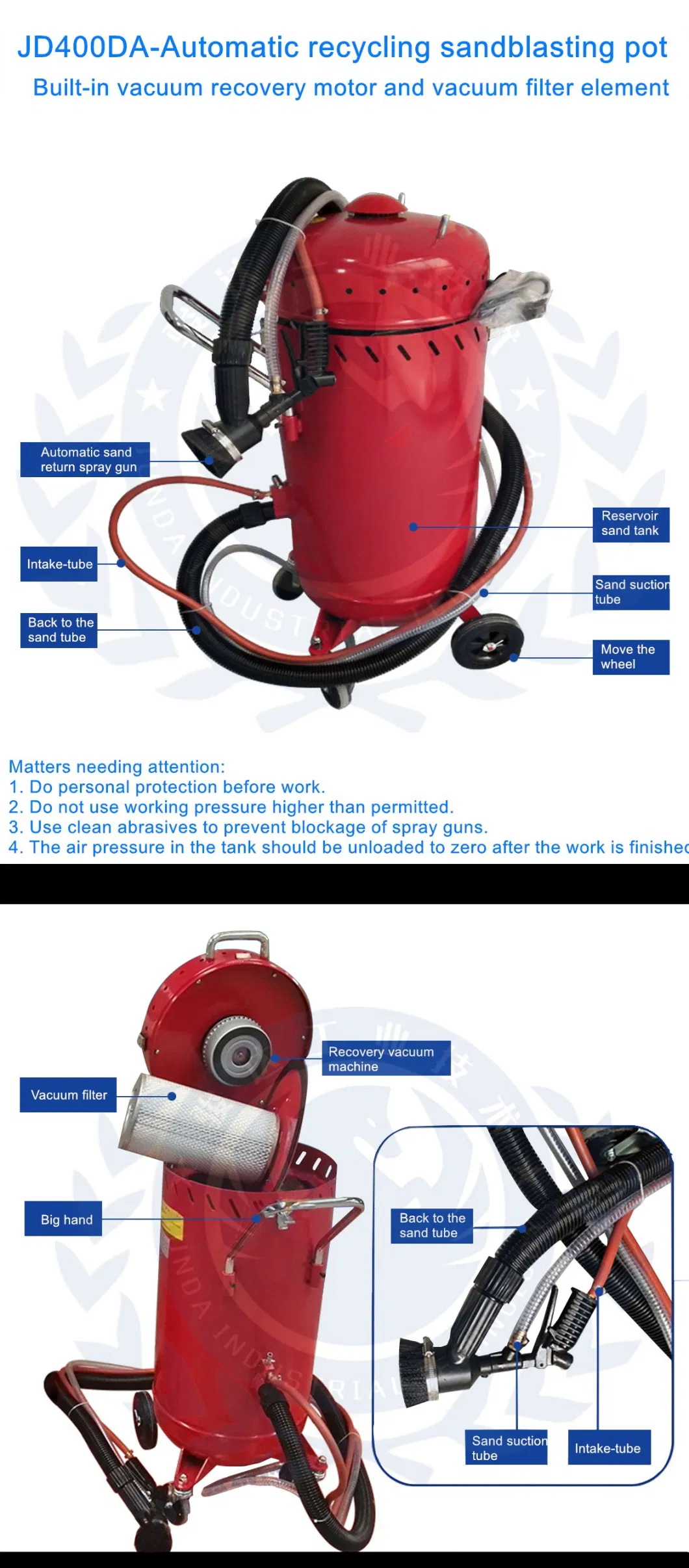 High Pressure Blast Pot Sandblasting & Sand Blasting Pot